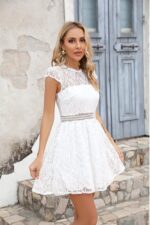 Robe Dentelle Blanche Courte Pour Mariage Champêtre