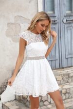 Robe Dentelle Blanche Courte Pour Mariage Champêtre