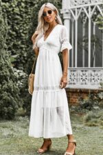 Robe Manche Dentelle Blanche Champêtre